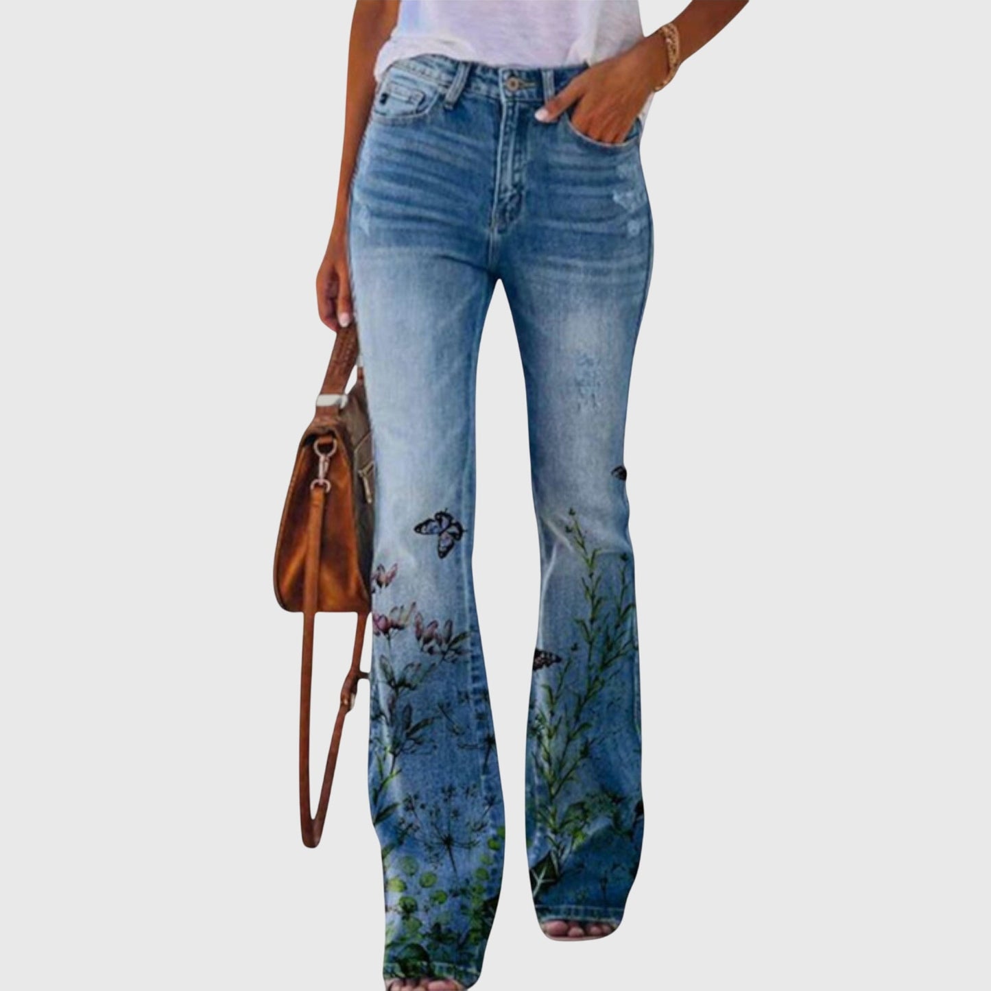 Women's Slim Fit Floral Pattern Jeans