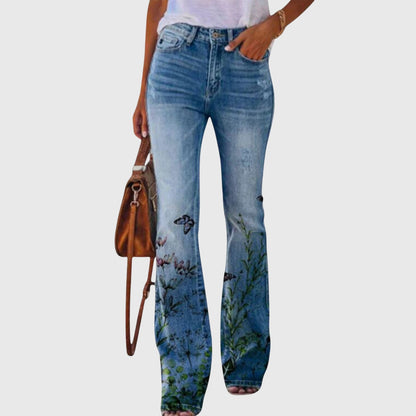 Women's Slim Fit Floral Pattern Jeans