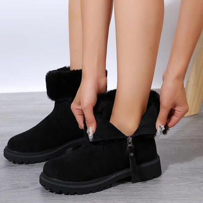 Women's Ankle Boots Leather Waterproof Black
