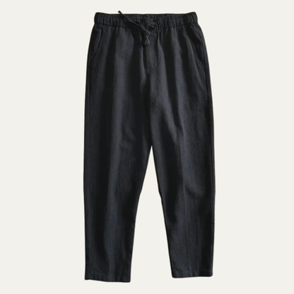 Men's Linen Jogger Pants Elastic Waist Casual Beige