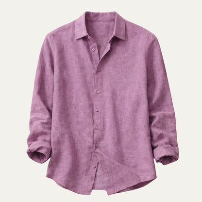 Men's Linen Cotton Shirt Lightweight Turn Down Collar - VibreMode