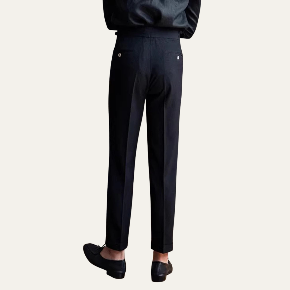 Men's Slim Fit Pleated Dress Pants High Waist