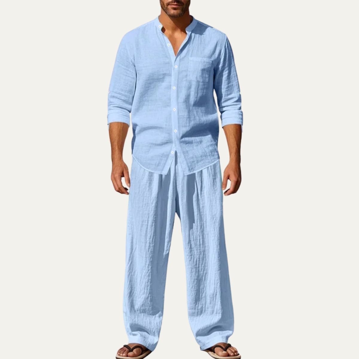 Mens Casual Linen Shirt And Pants Set