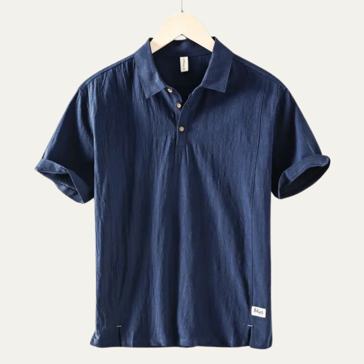Men's Linen Polo Shirt Short Sleeve Casual Beige