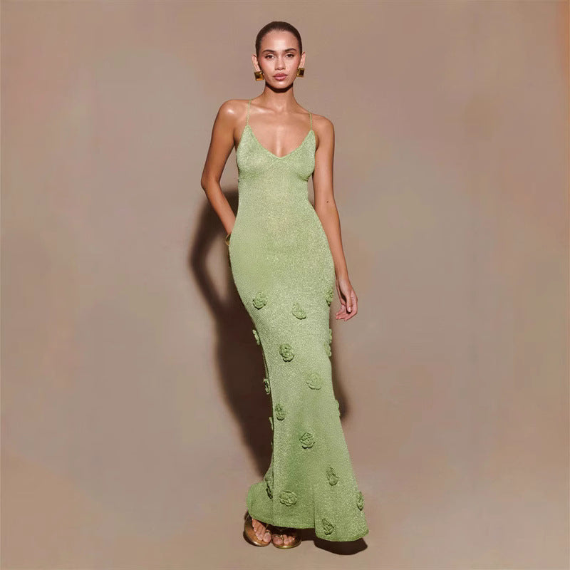 Women's Crochet Floral Sequin Dress - VibreMode