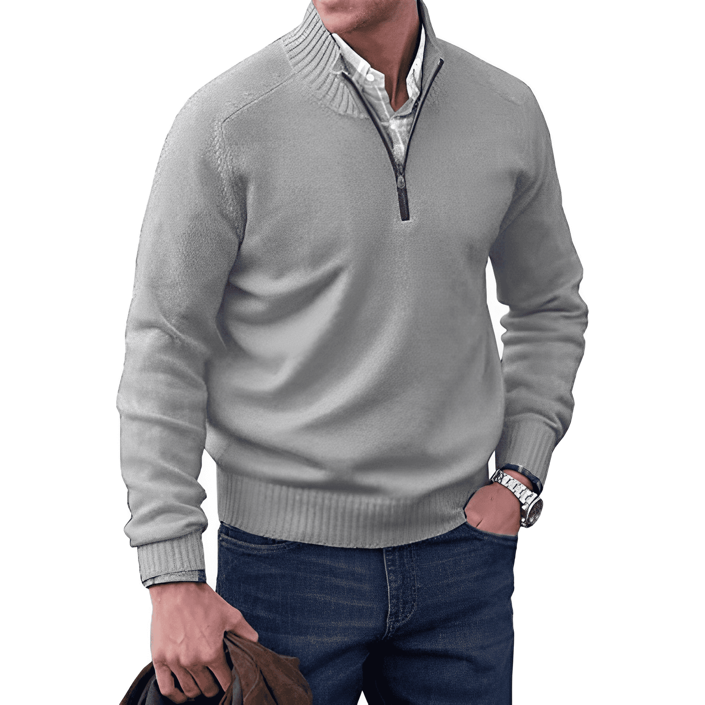 Elegant Cashmere Sweater Autumn Zipper