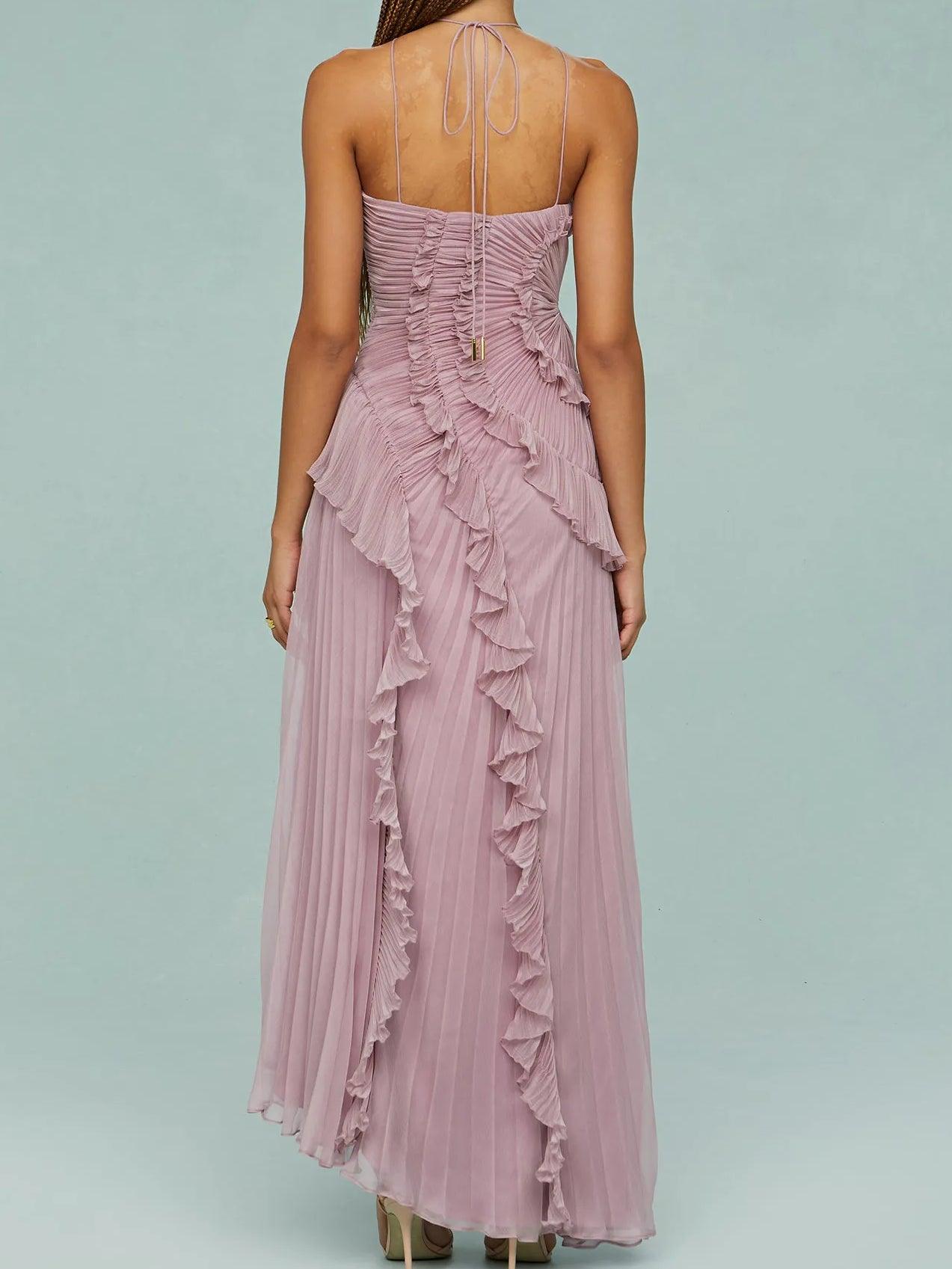 Flared Hem Ruffled Waist Midi Dress
