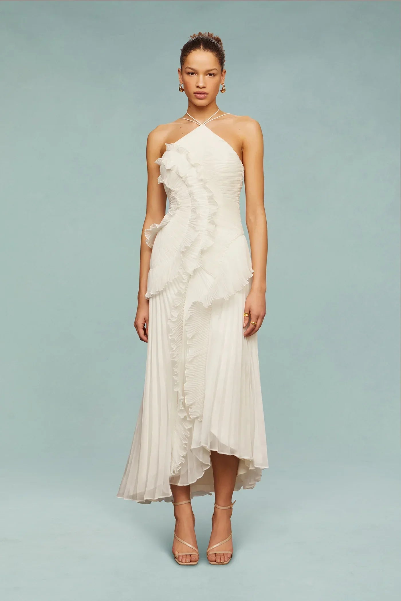 Elegant Pleated Neckline Maxi Formal Gown