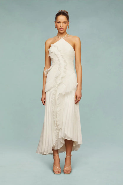 Elegant Pleated Neckline Maxi Formal Gown