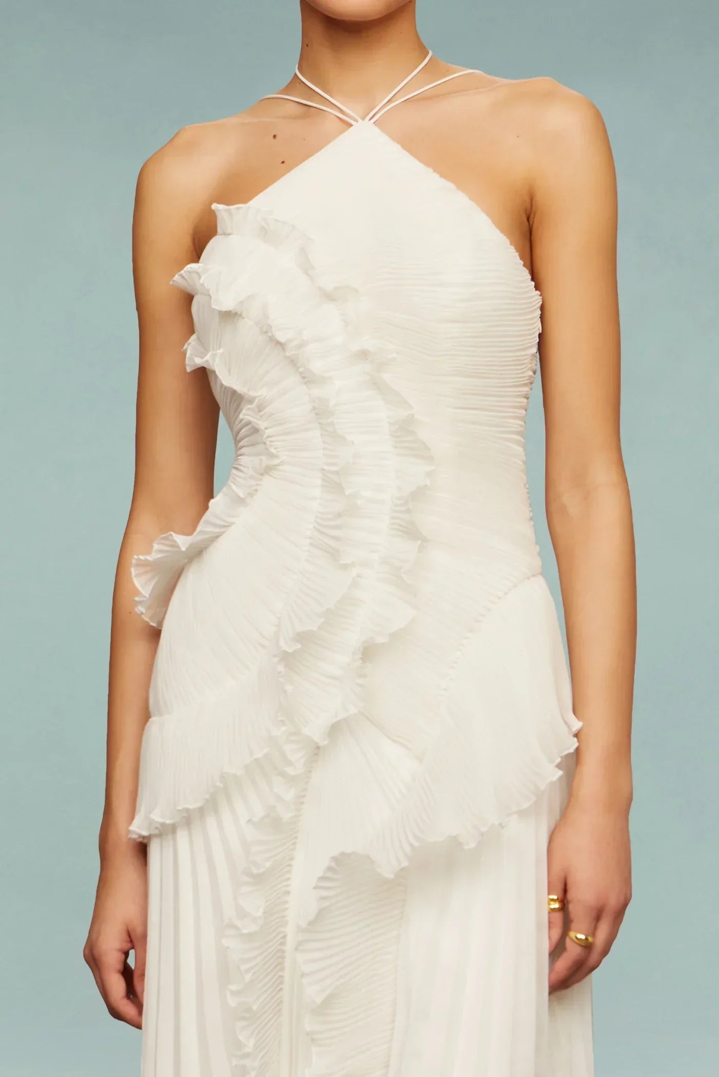 Elegant Pleated Neckline Maxi Formal Gown