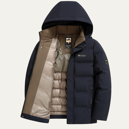 Men's Thick Cotton Padded Winter Jacket with Hood - VibreMode
