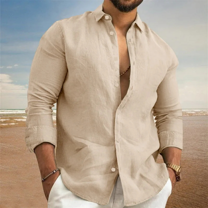Ancona Men's Cotton Linen Shirt Lightweight