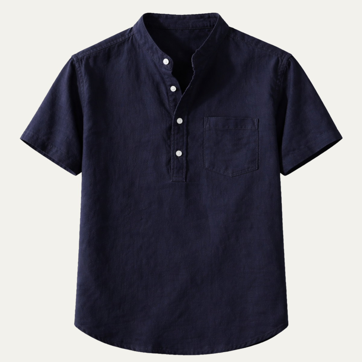 Men's Cotton Henley Shirt Stand Collar - VibreMode