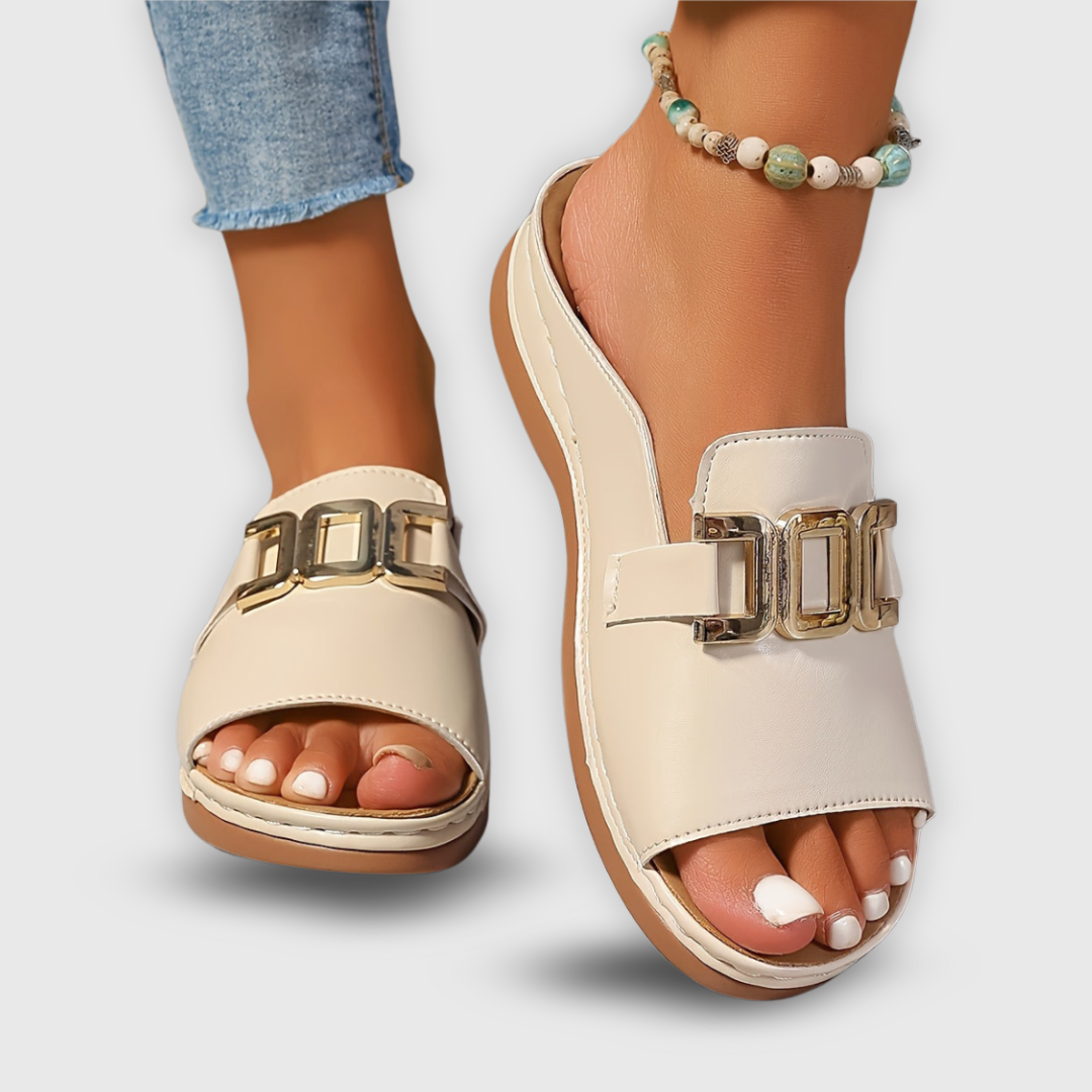 Pretty Floral Platform Slide Sandals