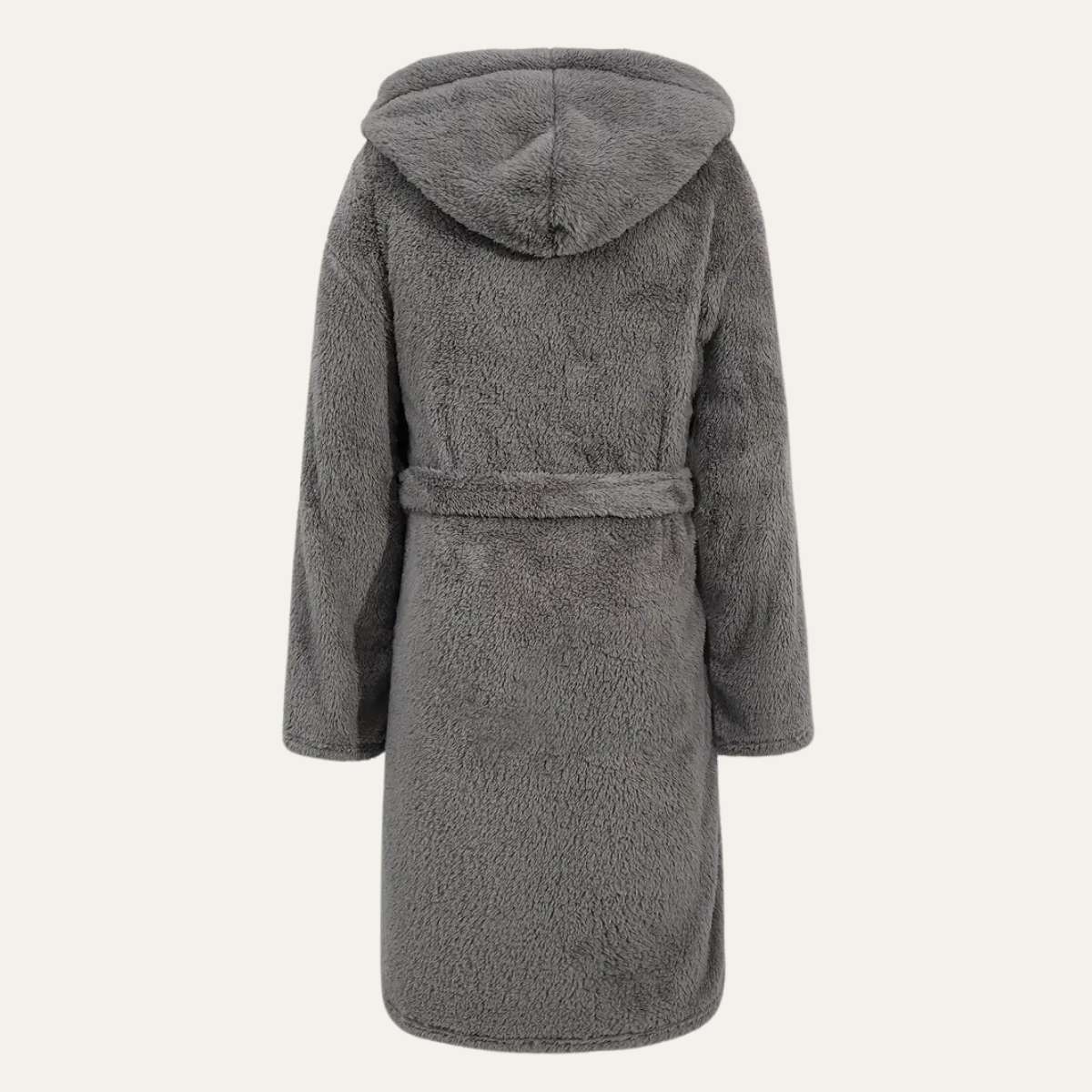 Men's Gray Fleece Hooded Bathrobe