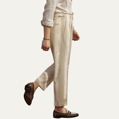 Men's Slim Fit Pleated Dress Pants High Waist