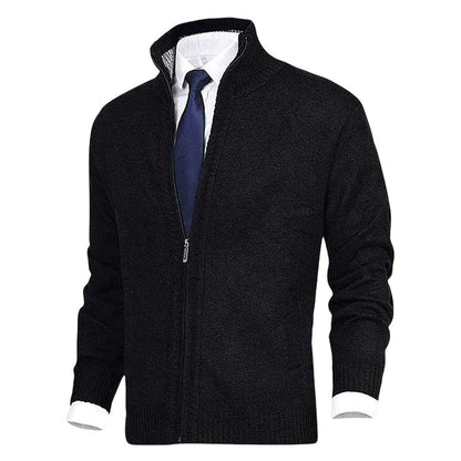 Knitted Zip Up Cardigan With Pockets
