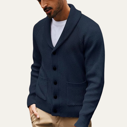 Men's Shawl Collar Knit Cardigan With Pockets