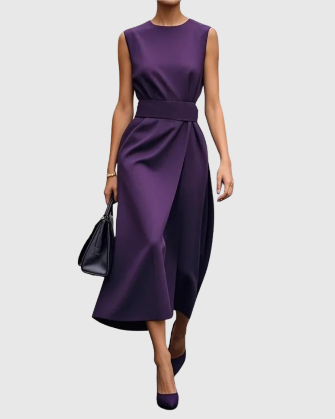 Elegant Ladies' Strapless Mid Length Dress Twist Detail