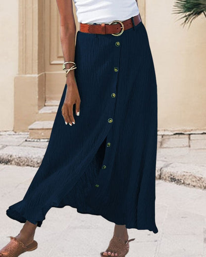 Women's Long Monochrome Skirt All-Day Comfort