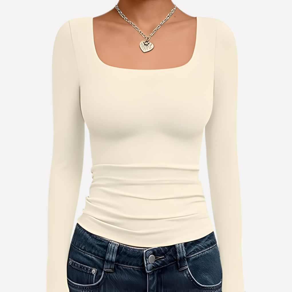 Women's Long Sleeve Crop Square Neck