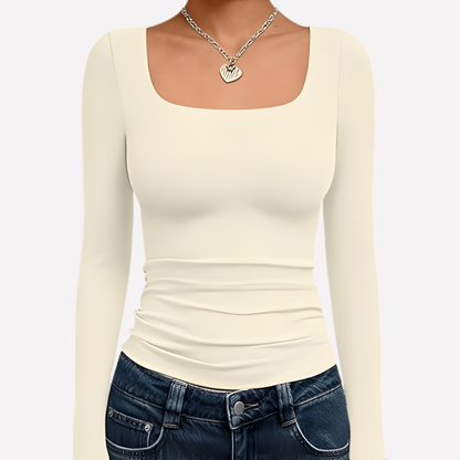 Women's Long Sleeve Crop Square Neck