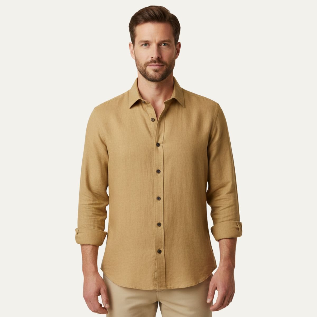 Men's Long Sleeve Linen Shirt Vintage Style