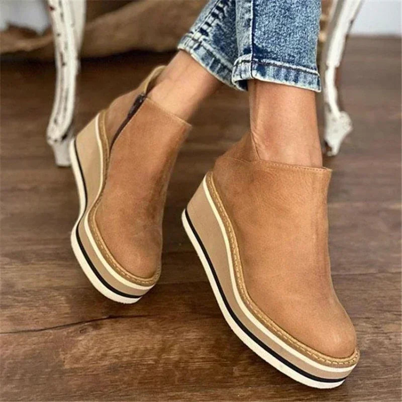Elegant Ladies Block Heel Ankle Boots