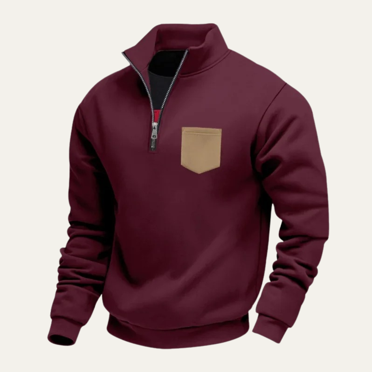 Men's Casual Half Zip Sweater With Pocket