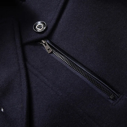 Men's Wool Blend Long Trench Coat Lapel Collar