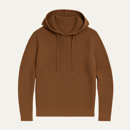Men's Slim Fit Ribbed Knit Hoodie Sweater - VibreMode