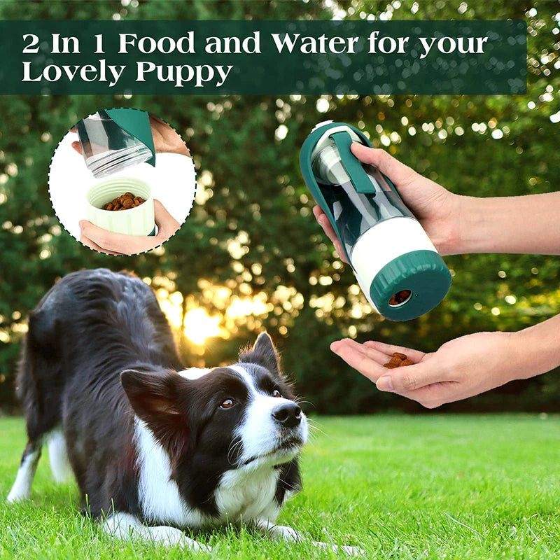 Portable Dog Water Food Bottle 2-In-1 Design