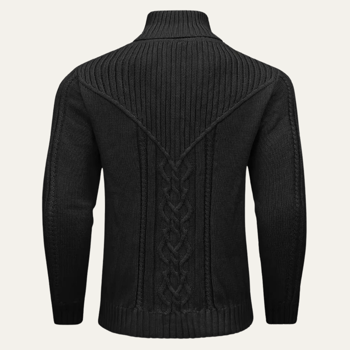 Men's Ribbed Knit Winter Sweater Button Neck