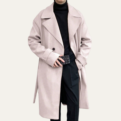 Men's Wool Wrap Coat Camel Brown with Belt