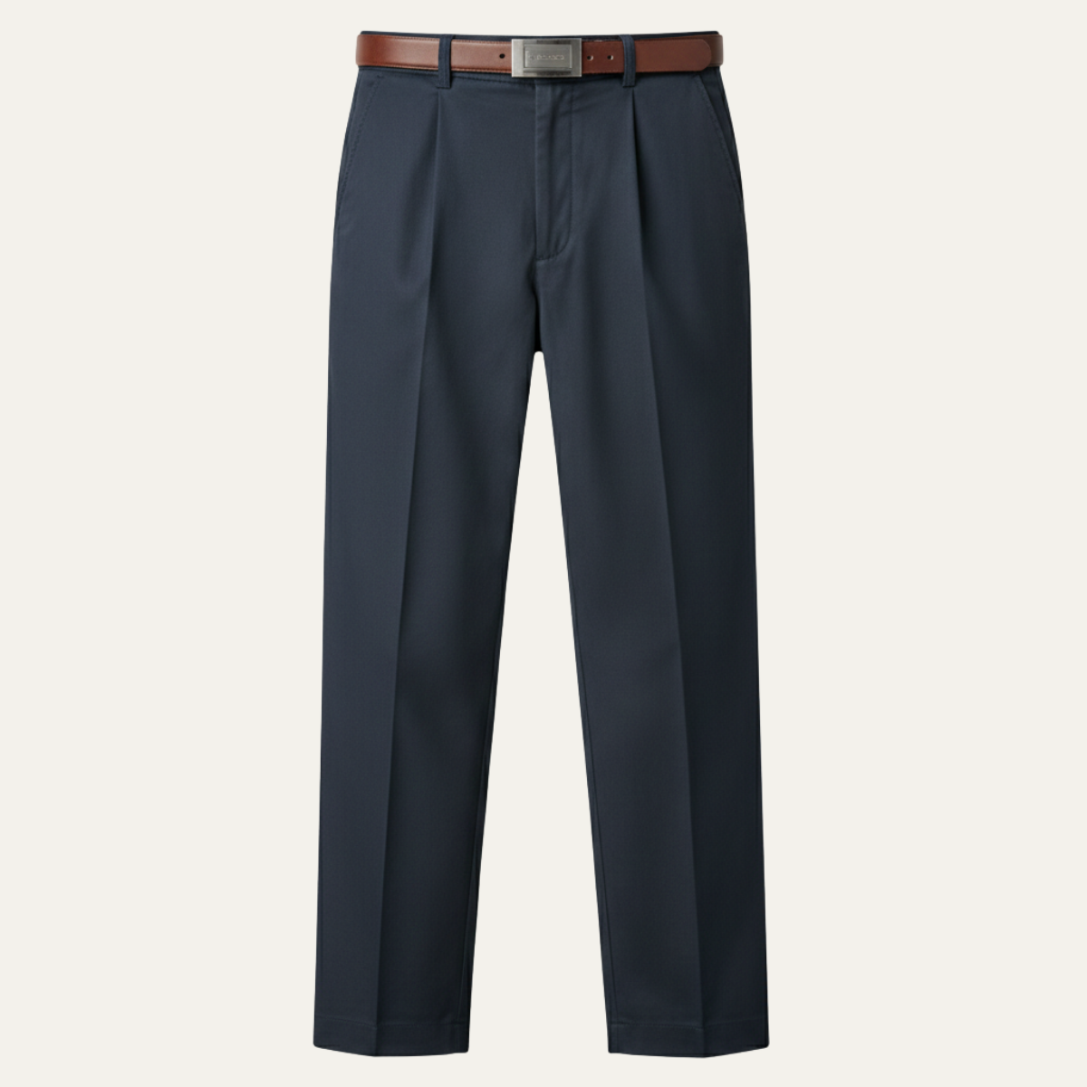 Men's Classic Straight Leg Pants Double Pleated Wool Black