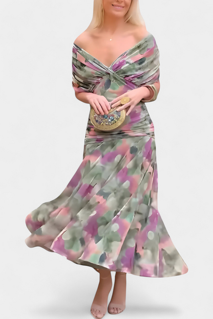 Chic Cold Shoulder Flowy Midi Dress
