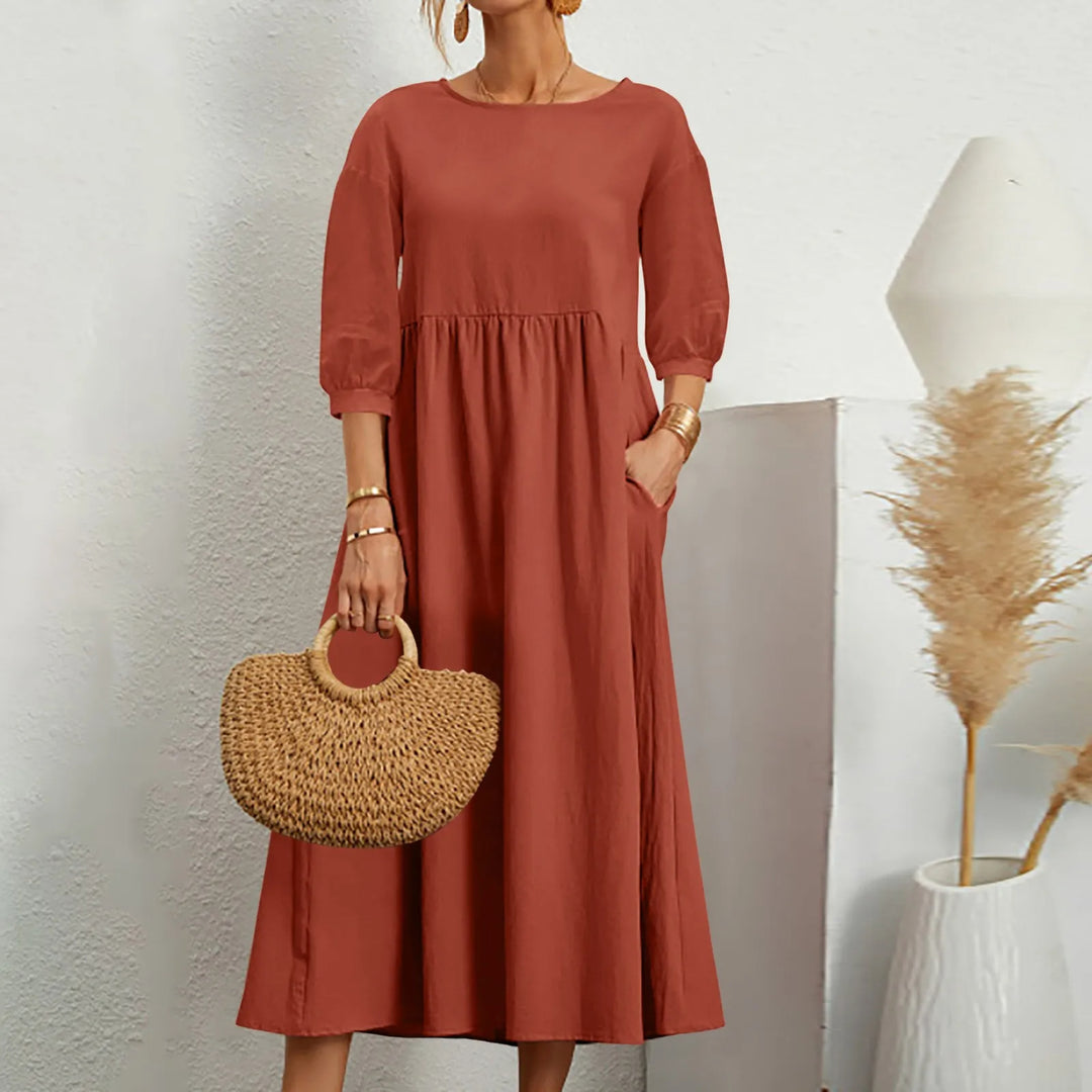 Women's Midi Patchwork Dress Casual Comfortable