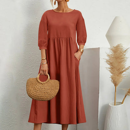 Women's Midi Patchwork Dress Casual Comfortable