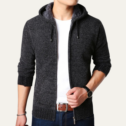 Men's Casual Knit Zip Hoodie Jacket