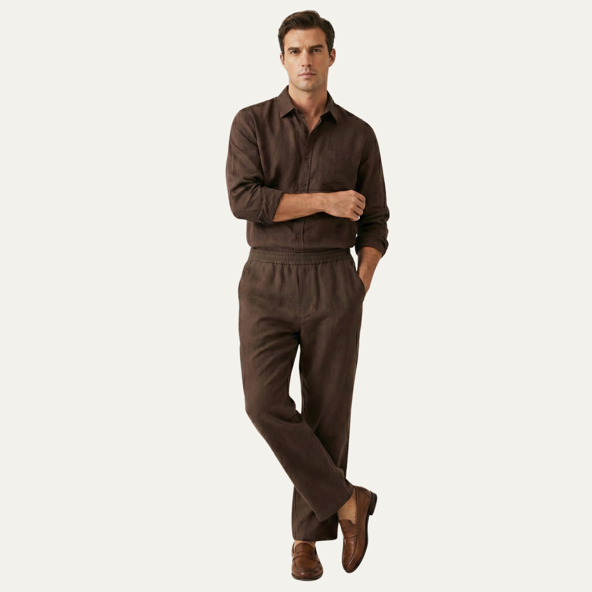 Men's Linen Oversized Shirt And Pants Set
