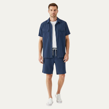Men's Corduroy Summer Set Shirt And Shorts