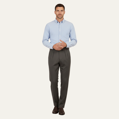 Men's Double Pleated High Waist Straight Leg Pants