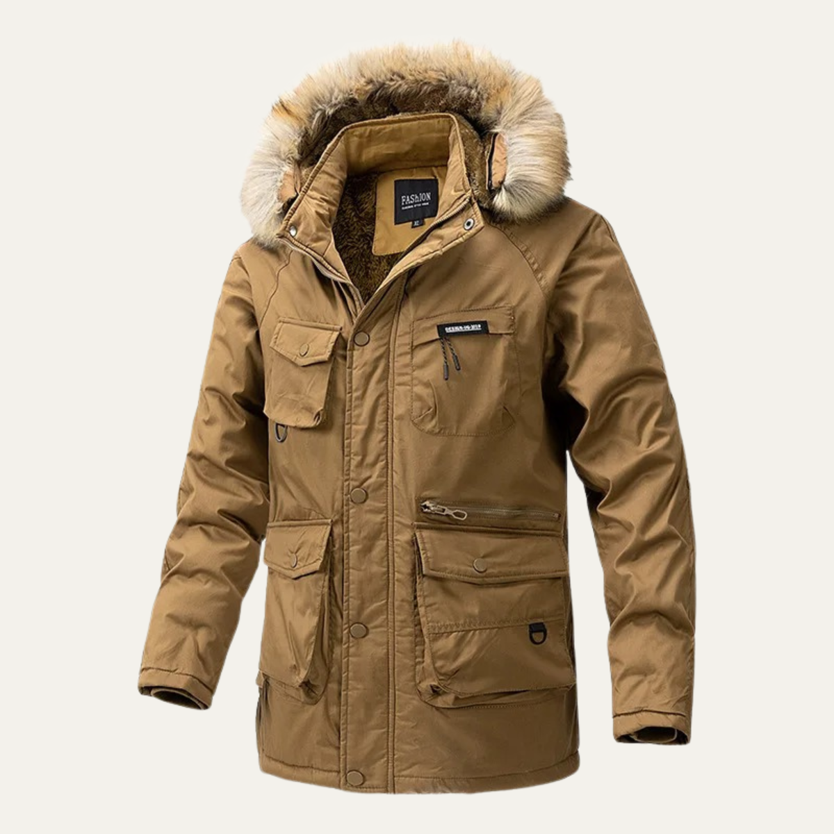 Men's Down Jacket Hooded Waterproof Multi Pocket