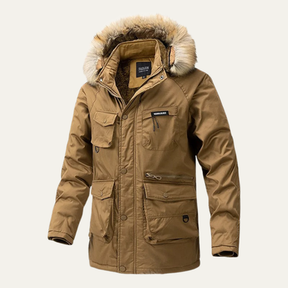 Men's Down Jacket Hooded Waterproof Multi Pocket