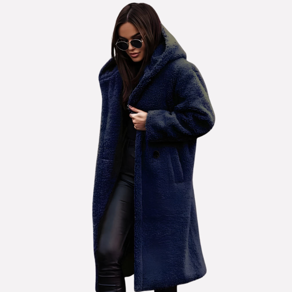 Women's Hooded Coat Button Closure - VibreMode