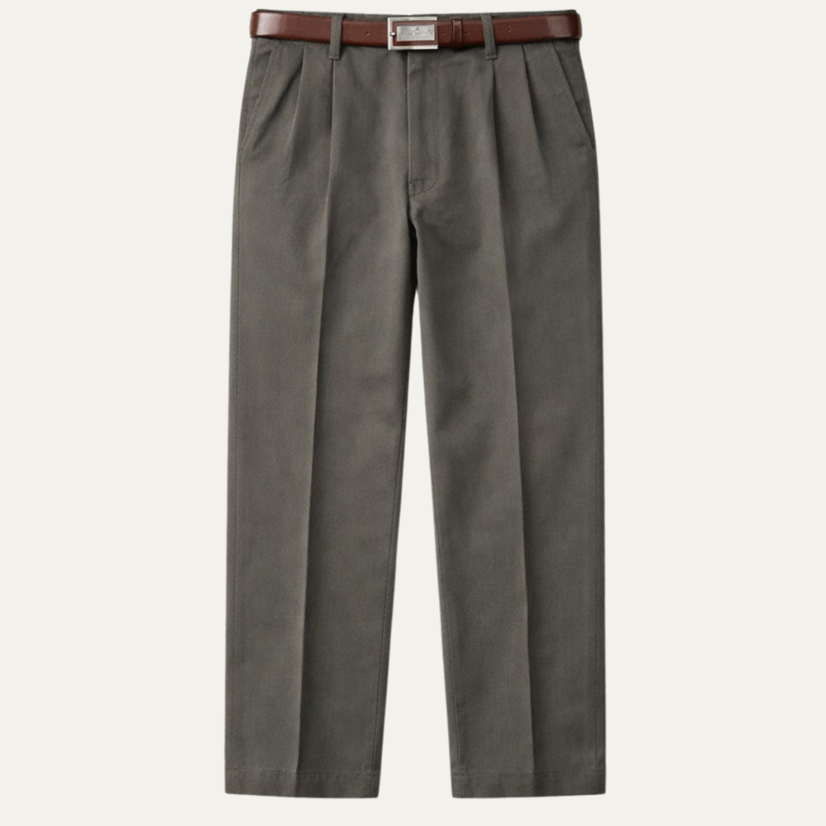 Men's Double Pleated High Waist Straight Leg Pants