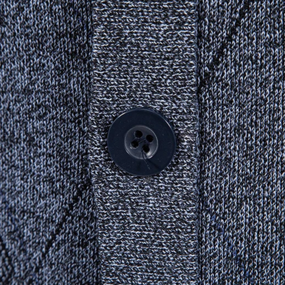 Men's Plaid Fleece Cardigan V Neck Winter Knit