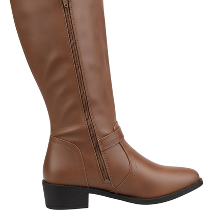 Warm Women's High Top Boot with Zipper and Buckle