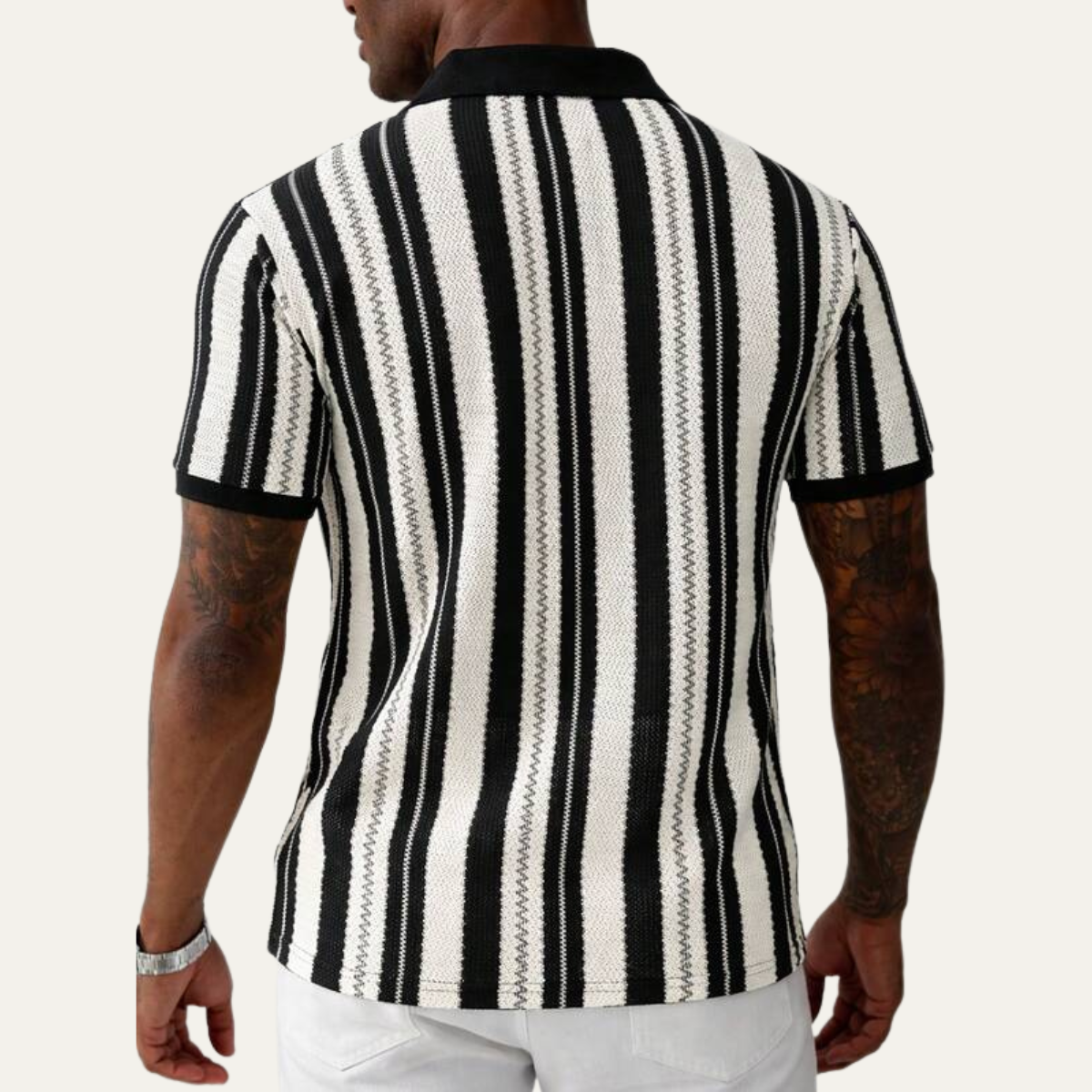 Men's Striped Knit Polo Shirt