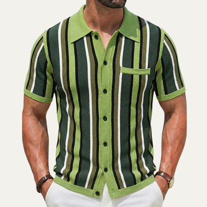 Men's Striped Knit Polo Shirt
